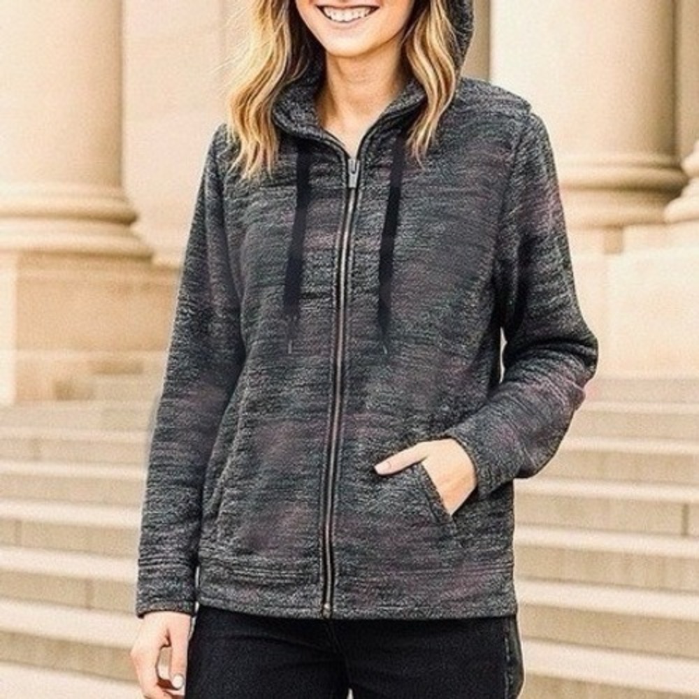 CJ Banks Black/Gray /Pink Ombre Colored Jacket with Hoodie
